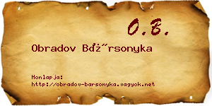 Obradov Bársonyka névjegykártya